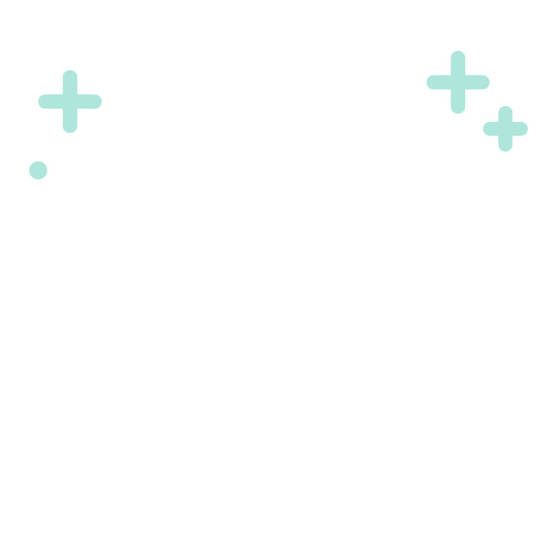 Icon glänzender Zahn mit mehreren kleinen Plus-Zeichen